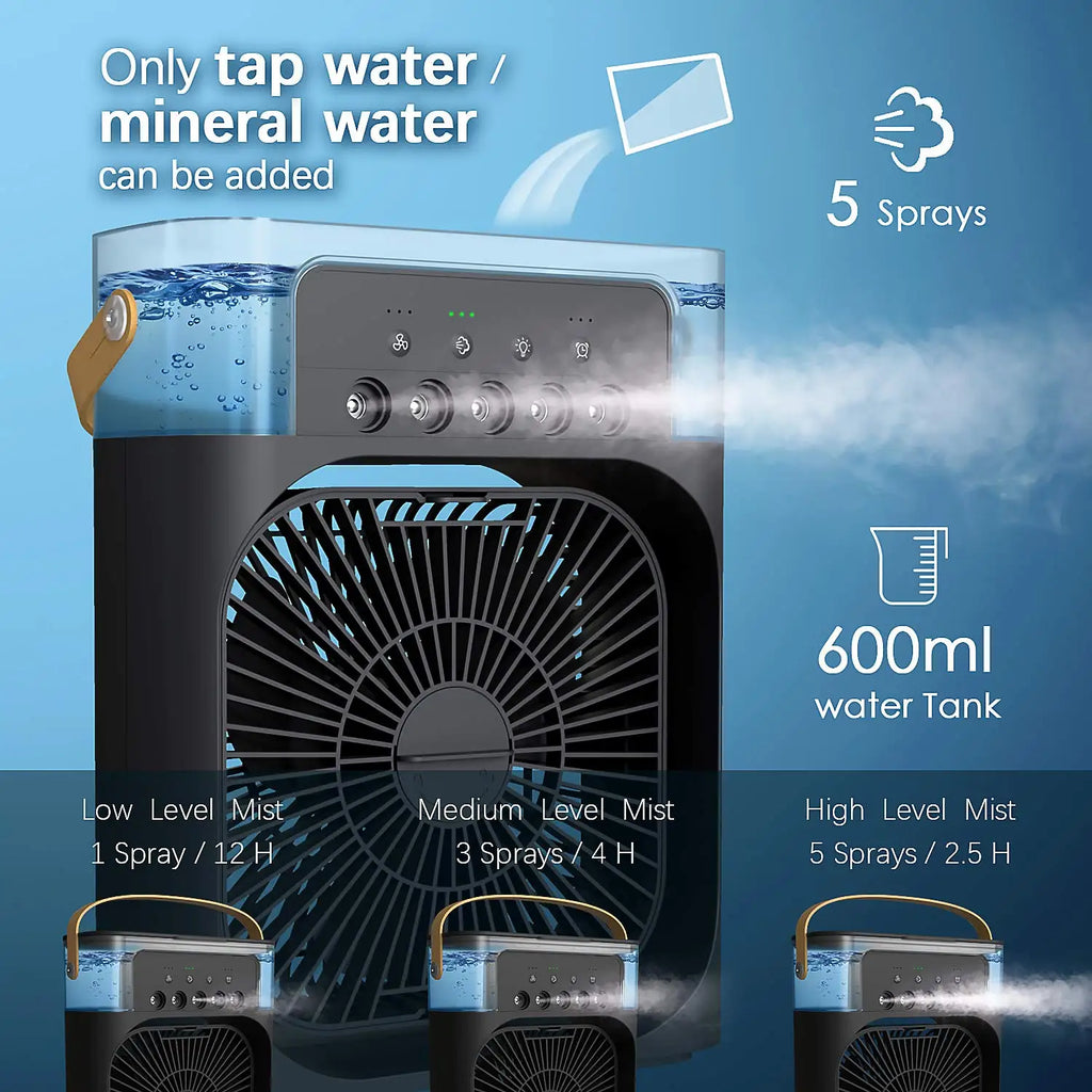 3 In 1 Fan Air Conditioners Portable USB Electric Fan LED Night Light