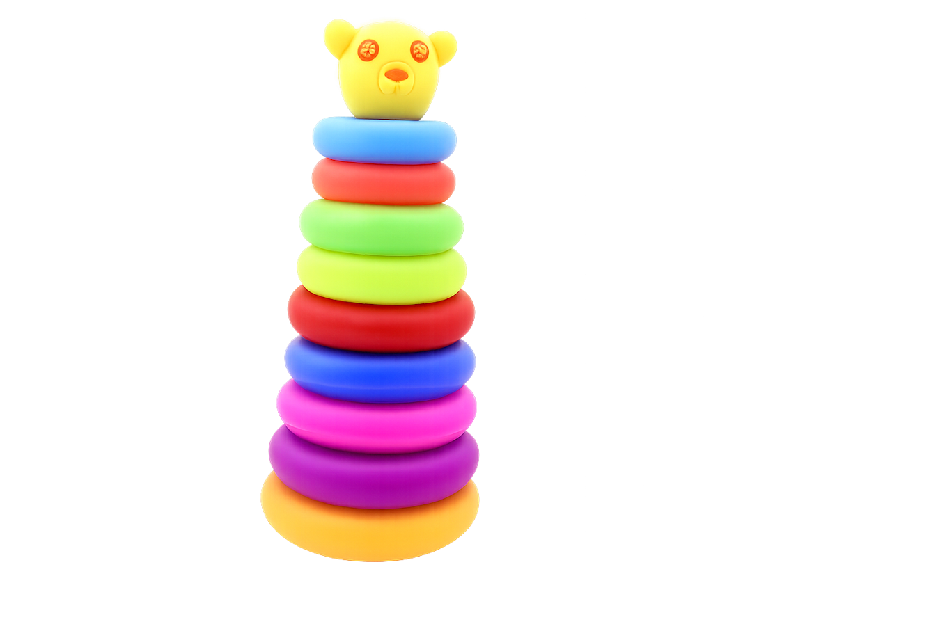 Colorful Bear Head Ring Stacking Toy